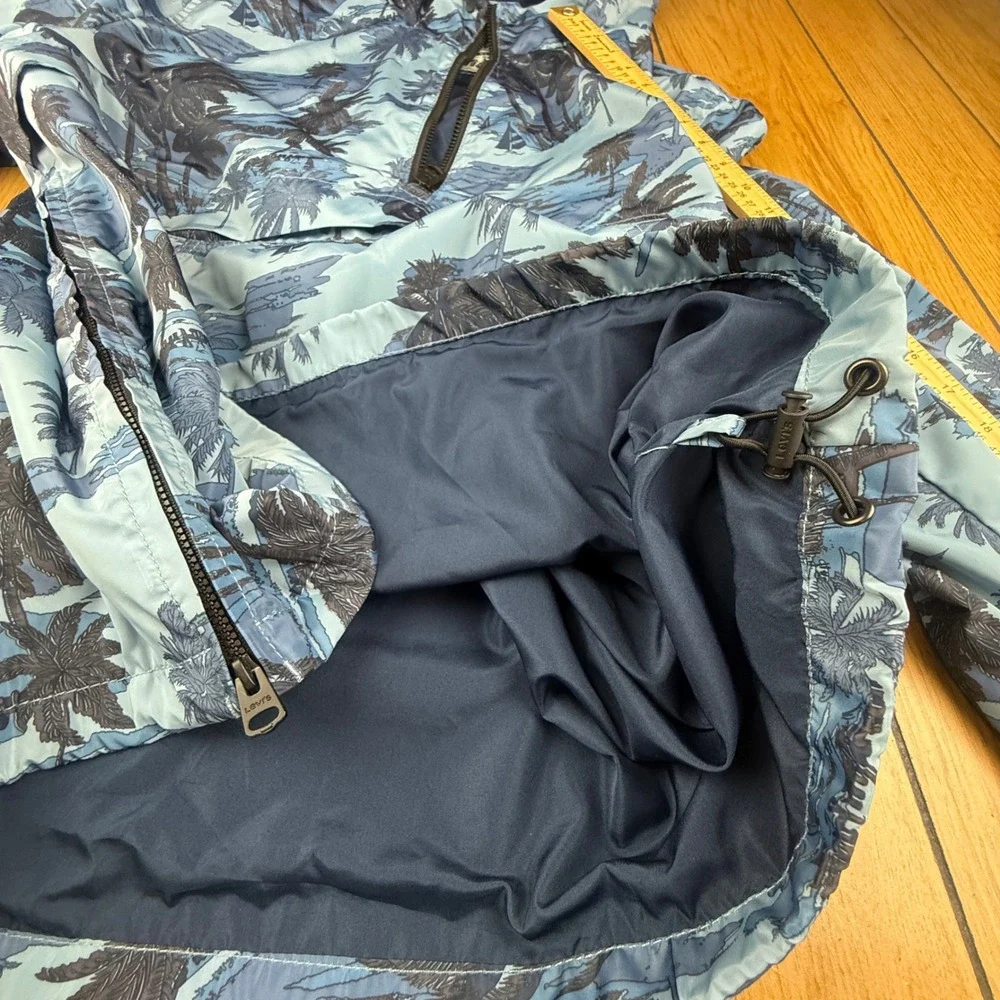 Levi's Pullover Anorak Jacket‎ Hooded Palm Print Blue XL